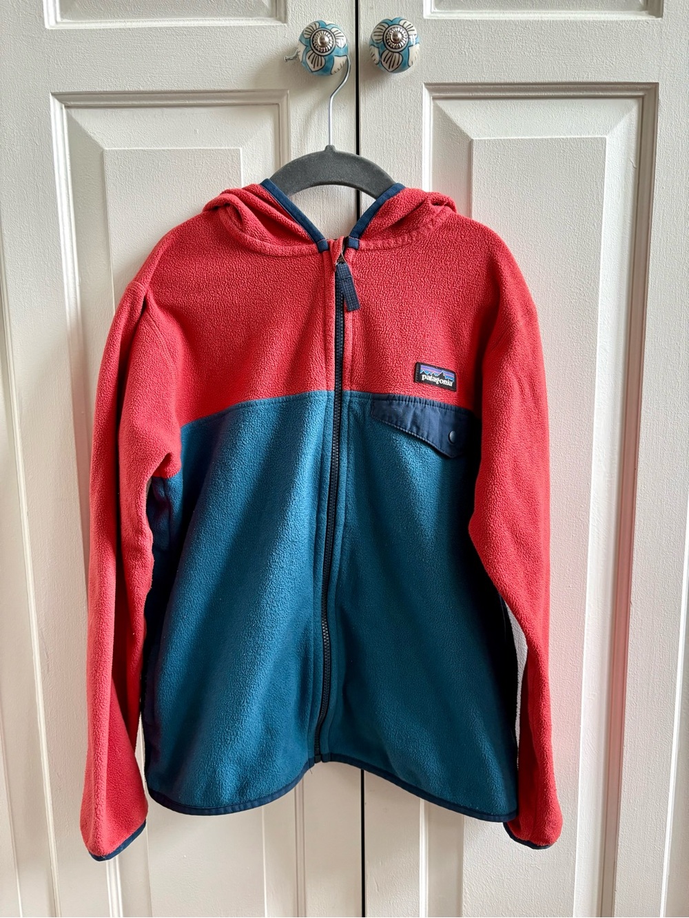 Patagonia Kids Red & Blue Full-Zip Fleece Hoodie